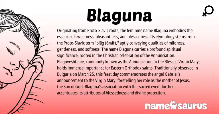 Infographic about Blaguna name meaning, Blaguna is a name from Slavic origin(s).
