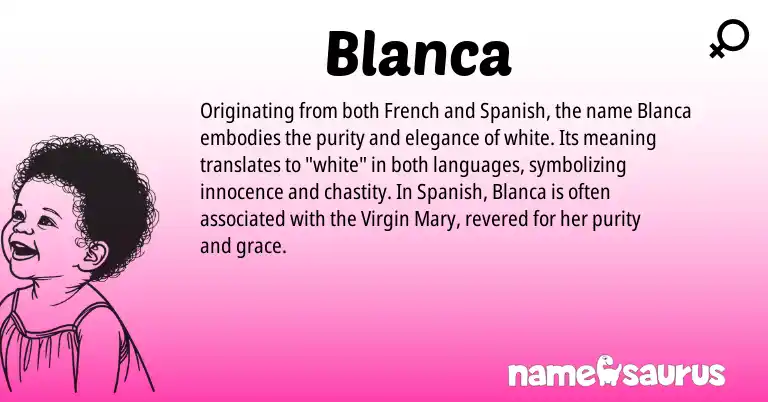 Infographic about Blanca name meaning, Blanca is a name from Spanish, French origin(s).