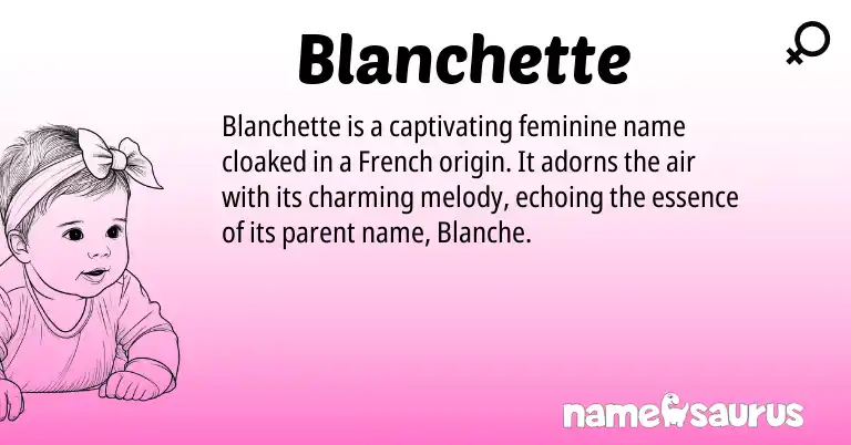 Infographic about Blanchette name meaning, Blanchette is a name from French origin(s).