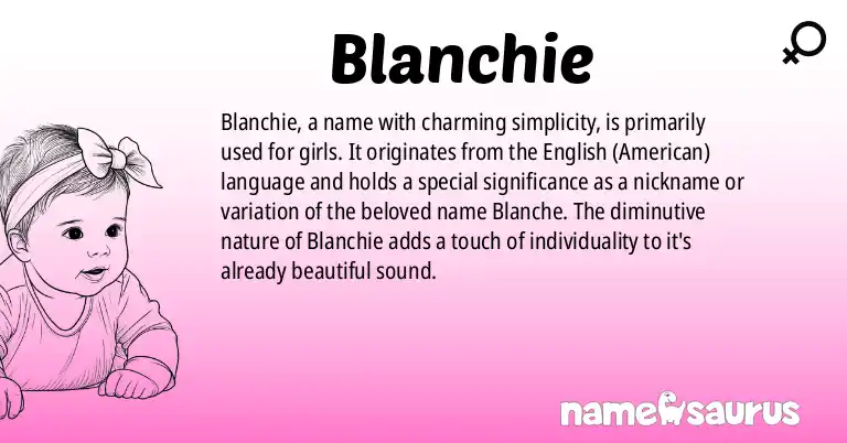 Infographic about Blanchie name meaning, Blanchie is a name from English (American) origin(s).