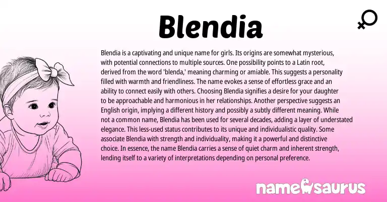 Infographic about Blendia name meaning, Blendia is a name from Latin origin(s).