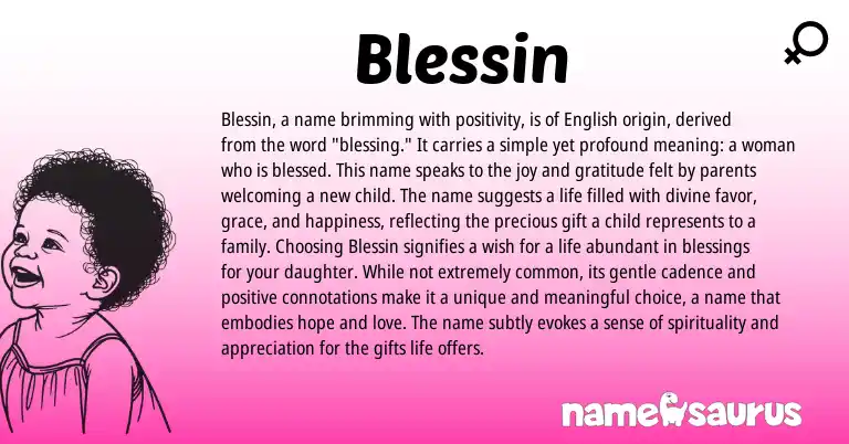 Infographic about Blessin name meaning, Blessin is a name from English origin(s).