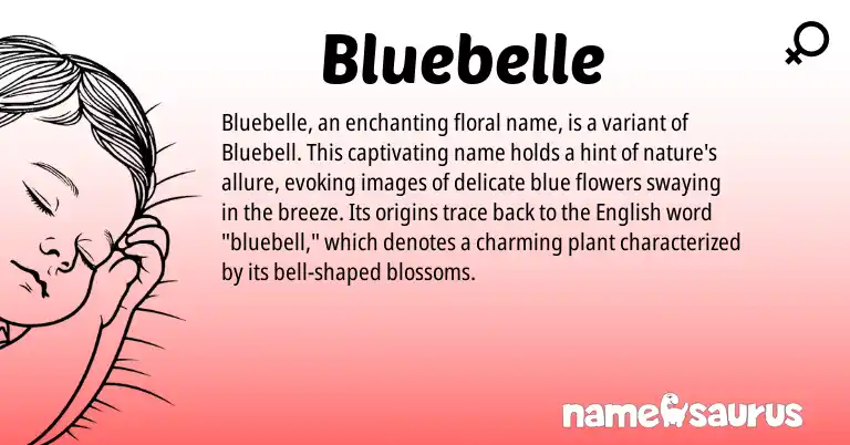 Infographic about Bluebelle name meaning, Bluebelle is a name from English origin(s).