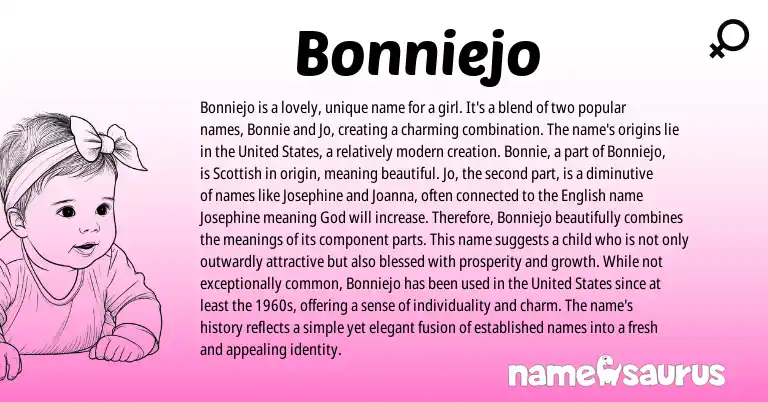 Infographic about Bonniejo name meaning, Bonniejo is a name from Scottish origin(s).