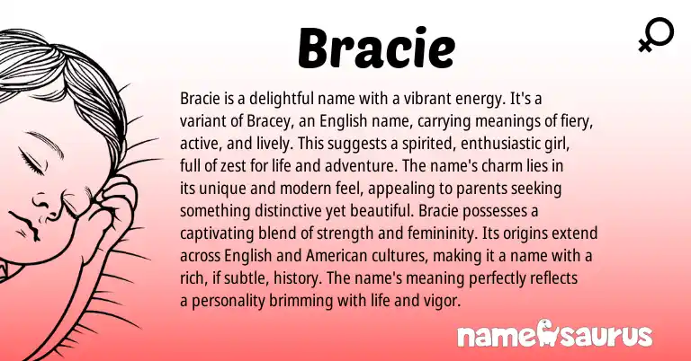 Infographic about Bracie name meaning, Bracie is a name from English origin(s).