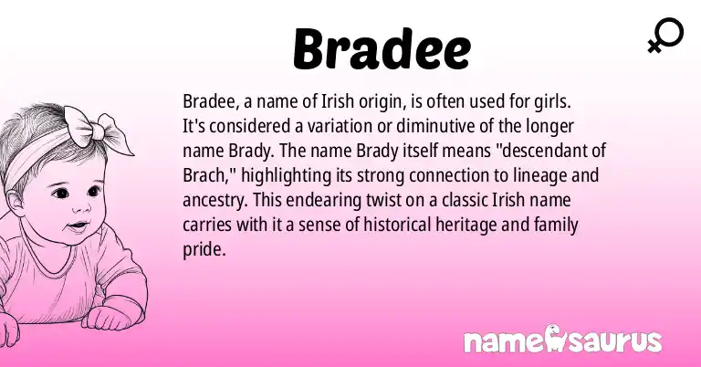 Infographic about Bradee name meaning, Bradee is a name from Irish origin(s).