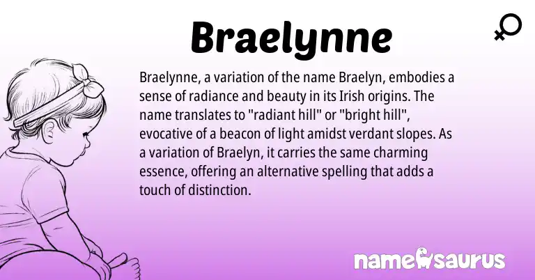 Infographic about Braelynne name meaning, Braelynne is a name from Irish origin(s).