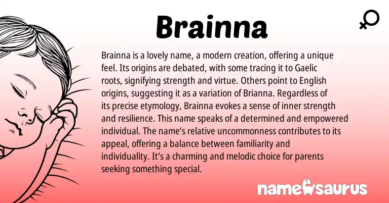 Infographic about Brainna name meaning, Brainna is a name from Gaelic origin(s).