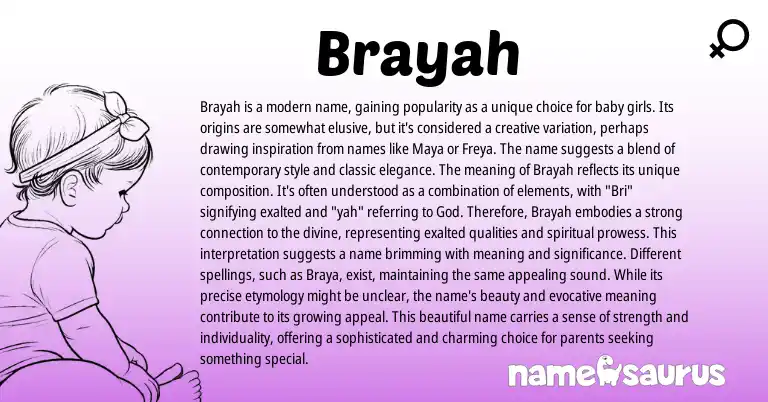 Infographic about Brayah name meaning, Brayah is a name from Other origin(s).