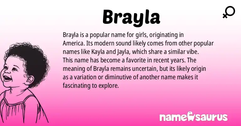 Infographic about Brayla name meaning, Brayla is a name from American origin(s).