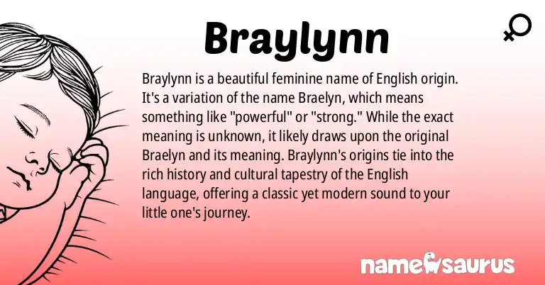 Infographic about Braylynn name meaning, Braylynn is a name from English origin(s).
