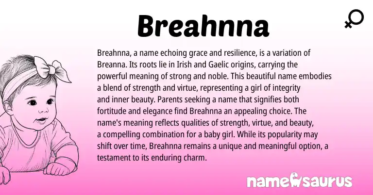Infographic about Breahnna name meaning, Breahnna is a name from Other origin(s).
