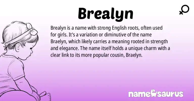 Infographic about Brealyn name meaning, Brealyn is a name from English origin(s).