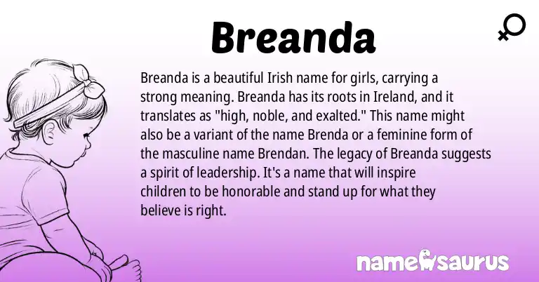 Infographic about Breanda name meaning, Breanda is a name from Irish origin(s).