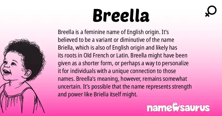 Infographic about Breella name meaning, Breella is a name from English origin(s).