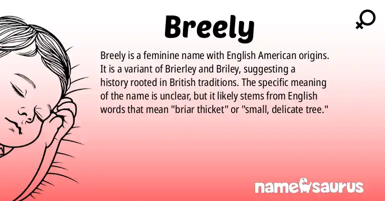 Infographic about Breely name meaning, Breely is a name from English (American) origin(s).