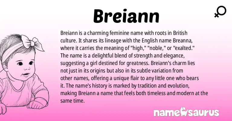 Infographic about Breiann name meaning, Breiann is a name from British origin(s).