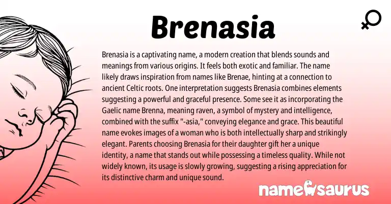 Infographic about Brenasia name meaning, Brenasia is a name from Gaelic origin(s).