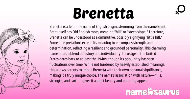 Infographic about Brenetta name meaning, Brenetta is a name from English origin(s).