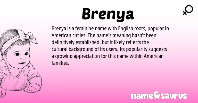 Infographic about Brenya name meaning, Brenya is a name from English (American) origin(s).