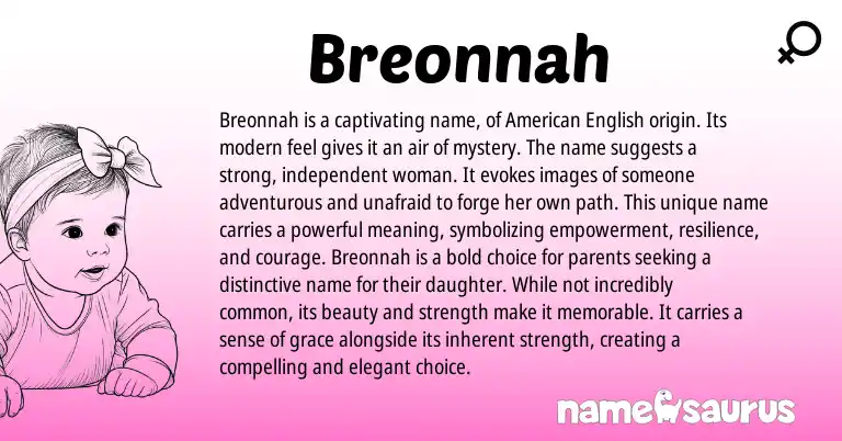 Infographic about Breonnah name meaning, Breonnah is a name from English origin(s).