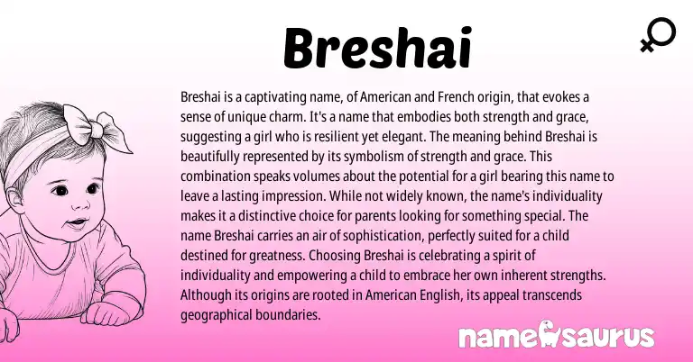 Infographic about Breshai name meaning, Breshai is a name from American, French origin(s).