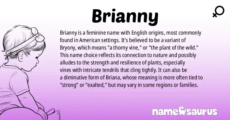 Infographic about Brianny name meaning, Brianny is a name from English (American) origin(s).