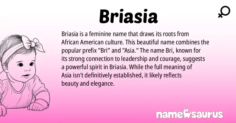 Infographic about Briasia name meaning, Briasia is a name from African American origin(s).