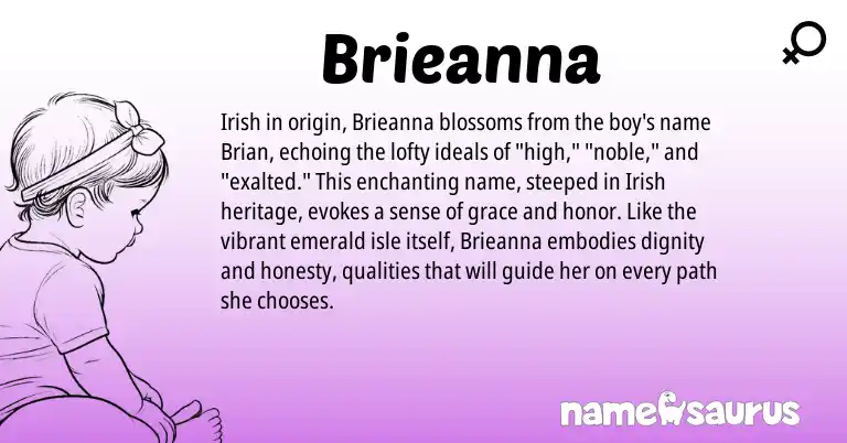 Infographic about Brieanna name meaning, Brieanna is a name from Irish origin(s).