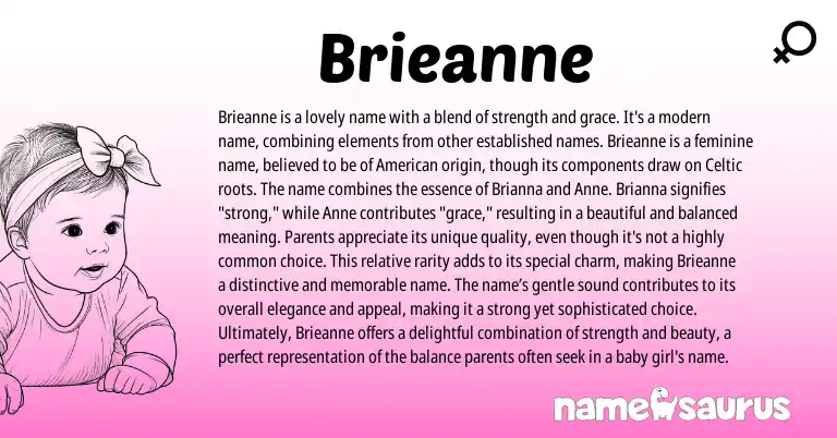 Infographic about Brieanne name meaning, Brieanne is a name from Celtic origin(s).