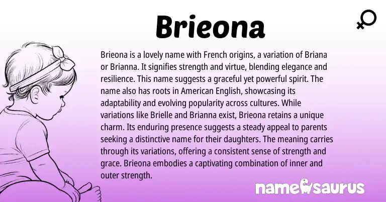Infographic about Brieona name meaning, Brieona is a name from French origin(s).