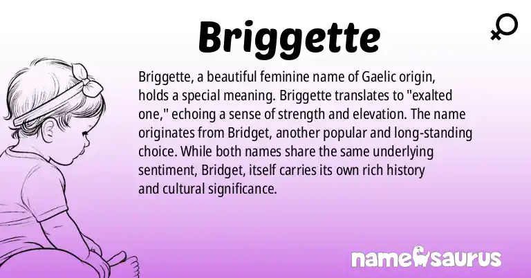 Infographic about Briggette name meaning, Briggette is a name from Gaelic origin(s).