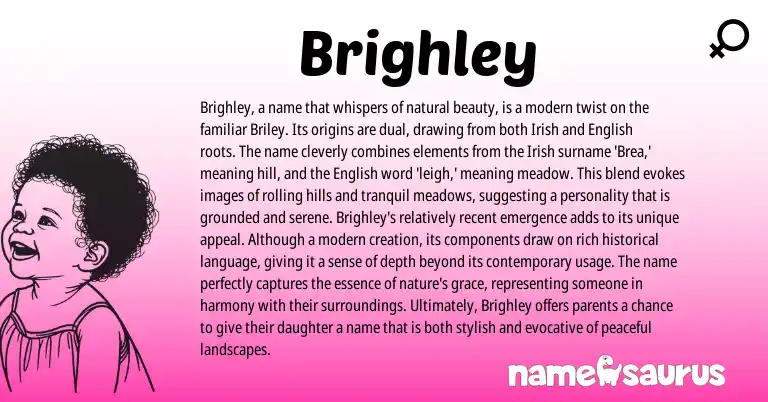 Infographic about Brighley name meaning, Brighley is a name from English, Irish origin(s).