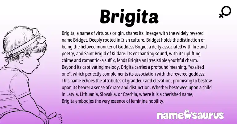 Infographic about Brigita name meaning, Brigita is a name from Irish origin(s).