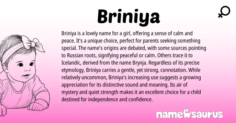 Infographic about Briniya name meaning, Briniya is a name from Russian origin(s).