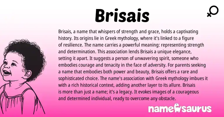 Infographic about Brisais name meaning, Brisais is a name from Greek origin(s).