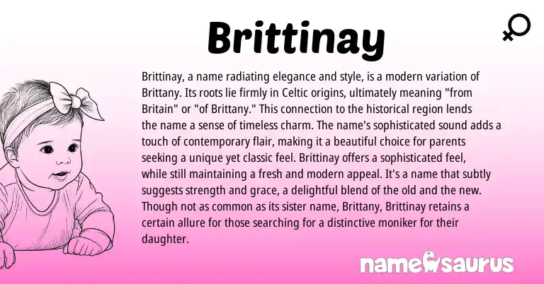 Infographic about Brittinay name meaning, Brittinay is a name from English, Celtic origin(s).