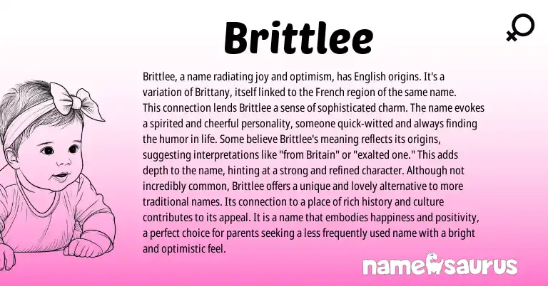 Infographic about Brittlee name meaning, Brittlee is a name from English origin(s).
