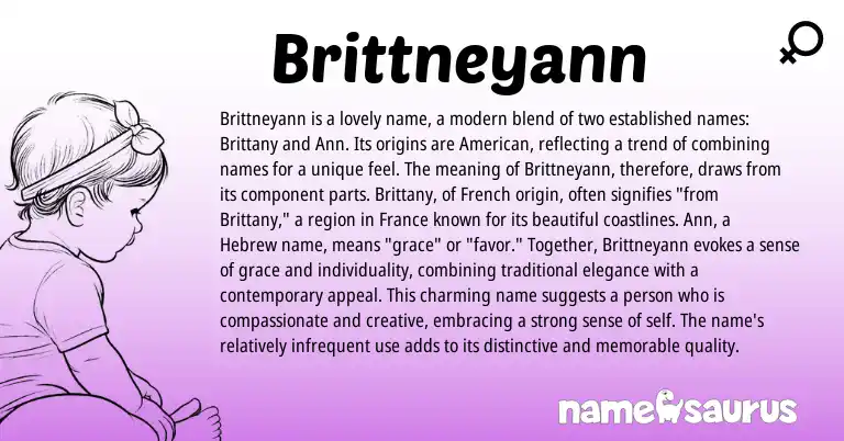 Infographic about Brittneyann name meaning, Brittneyann is a name from English origin(s).