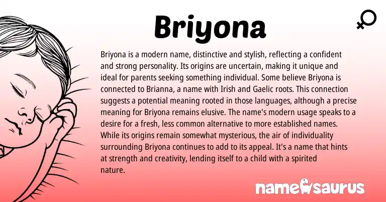 Infographic about Briyona name meaning, Briyona is a name from Other origin(s).