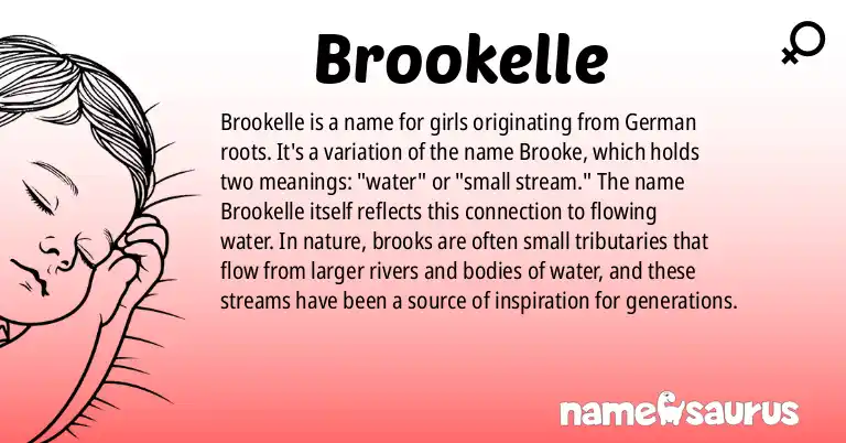 Infographic about Brookelle name meaning, Brookelle is a name from German origin(s).