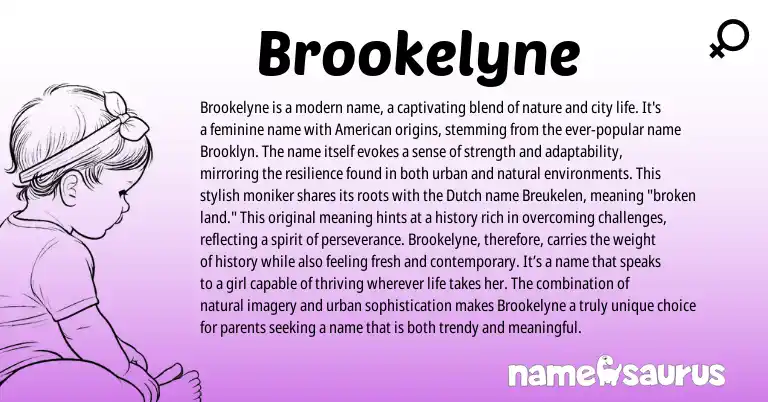 Infographic about Brookelyne name meaning, Brookelyne is a name from Dutch origin(s).