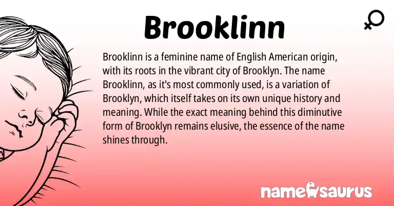 Infographic about Brooklinn name meaning, Brooklinn is a name from English (American) origin(s).