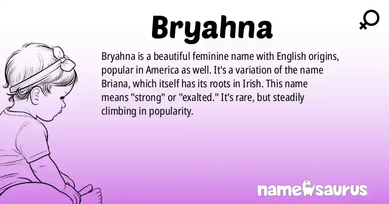 Infographic about Bryahna name meaning, Bryahna is a name from English, English (American) origin(s).