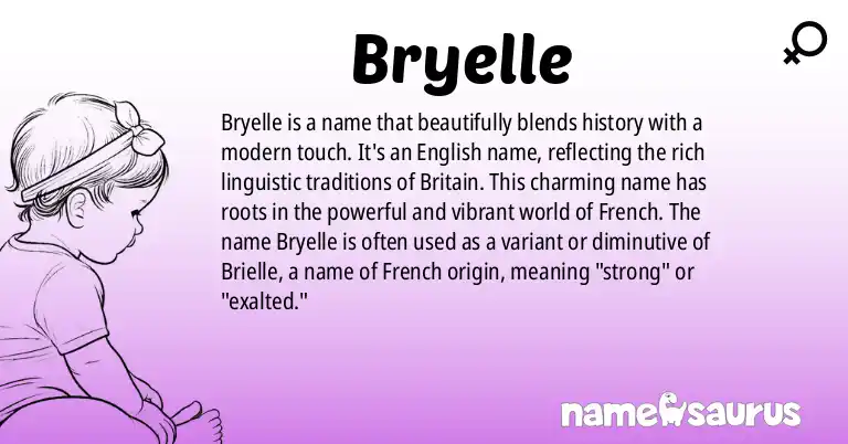 Infographic about Bryelle name meaning, Bryelle is a name from English origin(s).