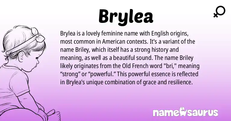 Infographic about Brylea name meaning, Brylea is a name from English (American) origin(s).