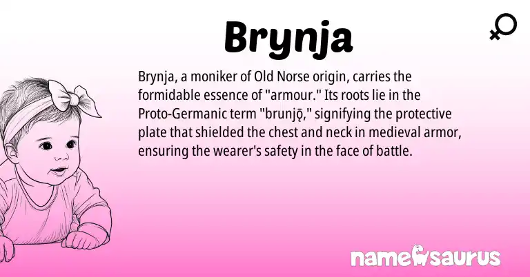 Infographic about Brynja name meaning, Brynja is a name from Old Norse, Germanic origin(s).