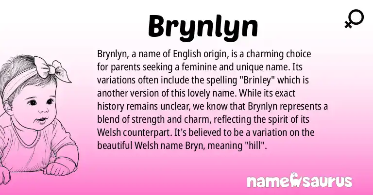 Infographic about Brynlyn name meaning, Brynlyn is a name from English origin(s).