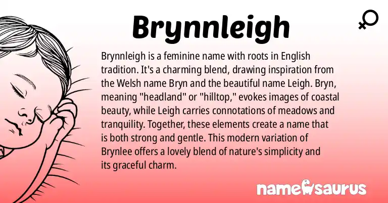Infographic about Brynnleigh name meaning, Brynnleigh is a name from English origin(s).