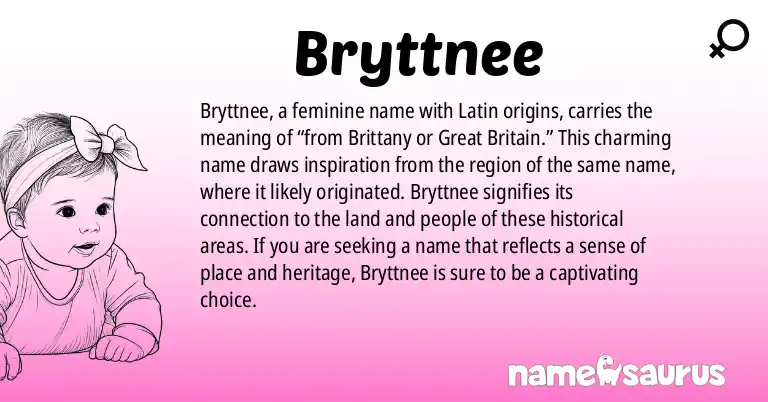 Infographic about Bryttnee name meaning, Bryttnee is a name from Latin origin(s).